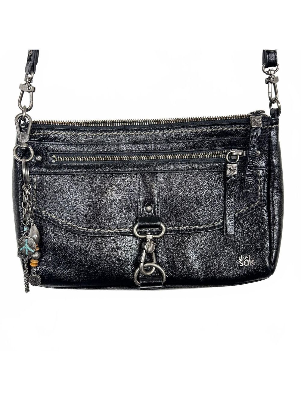 The Sak Black Silver hardware crossbody bag